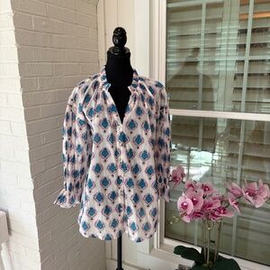 Ro's Garden Block Print Seychelles Tunic Medium-New